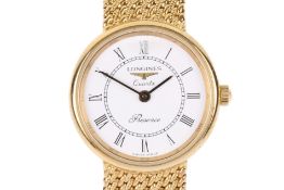 A lady's 9ct gold Longines Presence wristwatch.