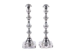 A pair of weighted sterling silver hallmarked Jewish Sabbath candlesticks.