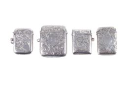 Four Victorian and later silver vesta cases.