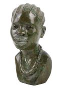 Ernest Chiwaridzo (1954), stone carving, 'African Woman'. In a green stone.