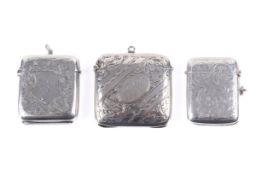 Three Victorian and later silver vesta cases.