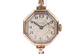 A 9ct gold watch JW Benson wristwatch.