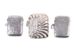 Three circa 1900 silver vesta cases.