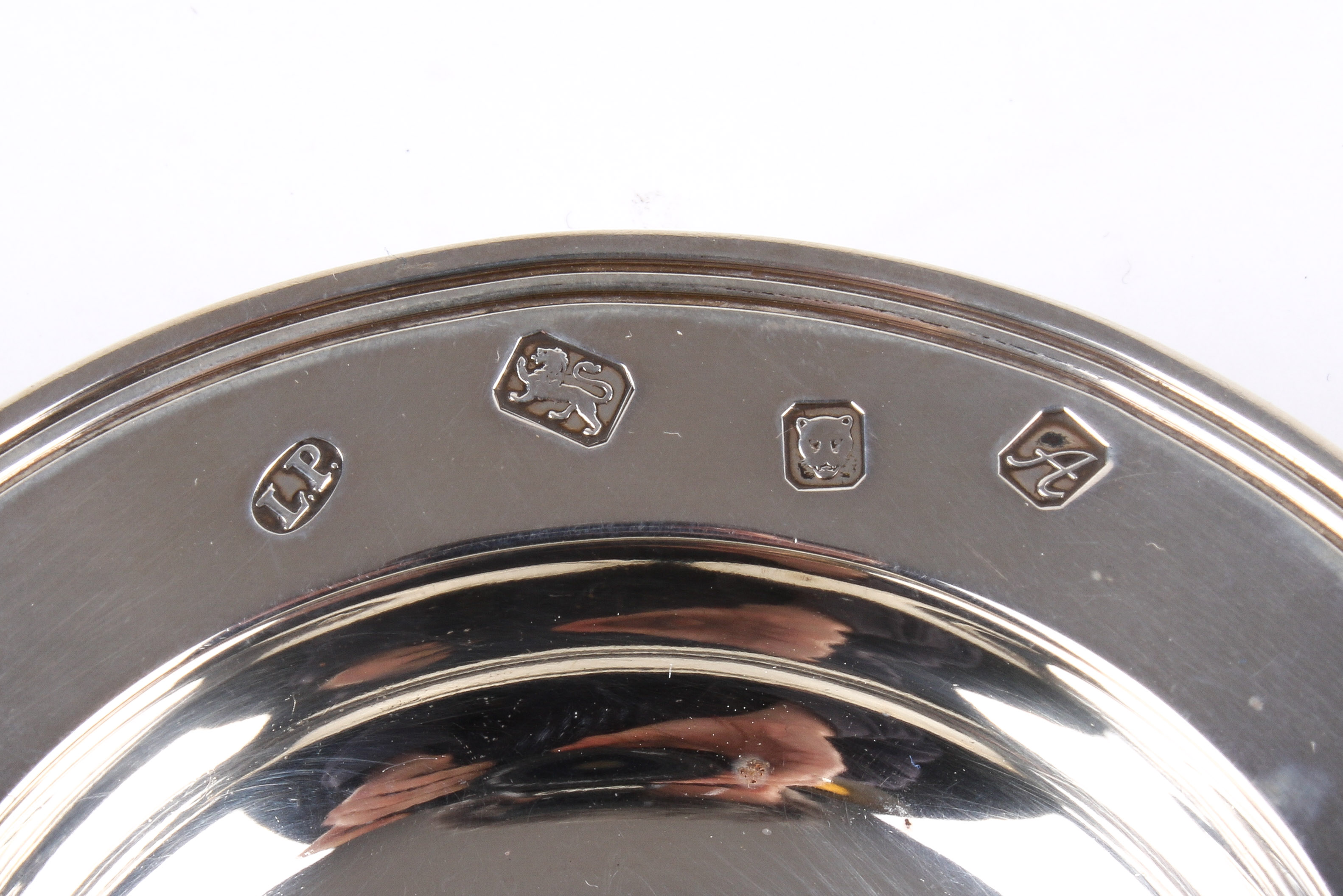 A small silver Armada dish with reeded border. Hallmarks for L.P., London 1975. Diameter 8. - Image 2 of 2