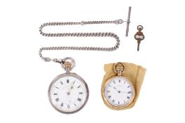 Two pocket watches and a Stirling silver hallmarked Albert watch chain.
