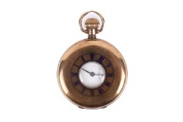 Hallmarked 9ct .375 gold half hunter pocket watch.