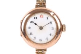 'Rolex' ladies yellow metal cased wristwatch - marked to movement and back of case,