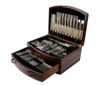 An eight person silver canteen of cutlery. Hallmarks for Cooper Brothers & Sons Ltd, Sheffield 1973.