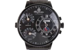 Burgmeister Wasserdricht XXL automatic gentleman's black stainless steel wristwatch. Model no.