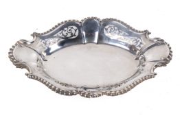 An early 20th century oval silver bonbon dish.