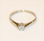 18 k Weißgold Ring mit Diamant, ca. 0,22 ct., 1,77 gr., Gr. 54