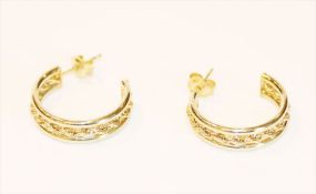 Paar 14 k Gelbgold Ohrstecker mit Kordeldekor, 2,9 gr., D 2 cm