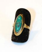 8 k Gelbgold Ring mit Türkis, 2,6 gr., Gr. 49