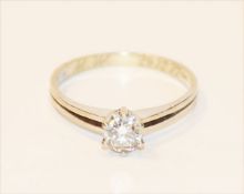 14 k Weißgold Solitärring mit ca. 0,60 ct. Diamant, Gr. 59
