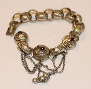 Silber geprüftes Armband, 24,7 gr., L 19 cm, teils verbeult, Tragespuren