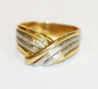 18 k Weiß- und Gelbgold Ring, 6,2 gr., Gr. 59