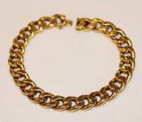 18 k Gelbgold Flachpanzer Armband, L 20,5 cm, 18,2 gr.