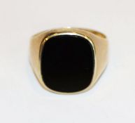 8 k Gelbgold Herrenring mit Onyx, 6 gr., Gr. 62