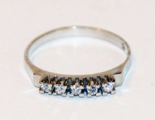 14 k Weißgold Ring mit 5 Diamanten, Gr. 55, 1,76 gr.