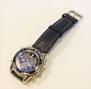Sector Chronograph, 100 Meter, an blauem Armband, neue Batterie
