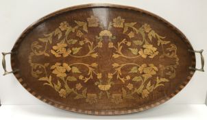 An Edwardian oval drinks tray,