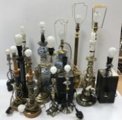Five various pairs of modern table lamps and five various single table lamps,