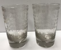A 19th Century etched glass beaker inscribed 