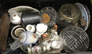 Two boxes of decorative china and glass