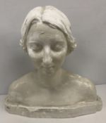 A white painted plaster bust portrait sc