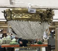WITHDRAWN A brass mounted glass bag light of beaded form in the 19th Century manner 35 cm diameter