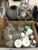 Two boxes of assorted modern votives and other lighting