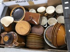 A Hornsea Bronte brown ground part dinner/tea service circa 1976