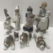 A collection of eight Lladro figures to include 