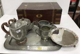 A 19th Century brass bound mahogany writing slope bearing name to brass plaque 