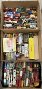 A large quantity of assorted playworn Dinky and other toys to include Blaw Knox bulldozer,