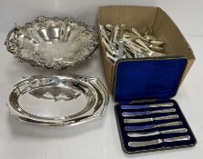 A collection of plated wares to include a serpentine edged vegetable tureen and cover,