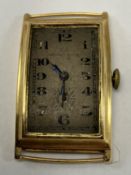 A National Watch unmarked gold cased gent's wristwatch with silvered dial and Arabic numerals