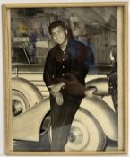 A framed and glazed black and white photographic portrait study of Muhammad Ali,