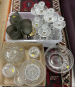 A collection of assorted glassware to include a pair of candelabra,