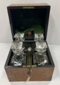 A Victorian burr walnut and brass bound decanter box,