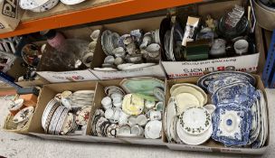 Eights boxes/baskets of assorted decorative and household china,