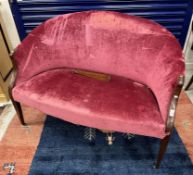 A circa 1900 Continental canapé of shallow curved outline,