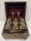A 19th Century mahogany and inlaid decanter box with fan marquetry medallion to the top,
