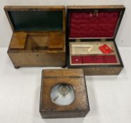 A 19th Century burr oak veneered tea caddy of sarcophagus form,