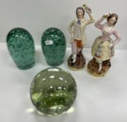 WITHDRAWN A pair of Victorian green glass 