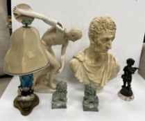 A pair of 20th Century Chinese carved stone figures of temple lions 19.