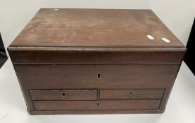 A Victorian mahogany strong box with T bar key opening screw fittings,