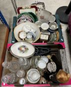 Two boxes of assorted china and glasswar