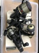Two Shimano Bait Runner Aero 5000 RE reels (boxed), two further Bait Runner 5000 REs (unboxed),