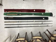 A collection of six various rods including a Grauville Competition Pellet & Waggler 11' HMC two